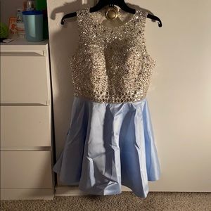 Baby Blue Rhinestone Hoco Dress